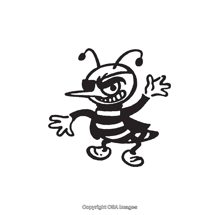 Illustration of Amusing Cartoon Character in Playful Black and White Art Style
