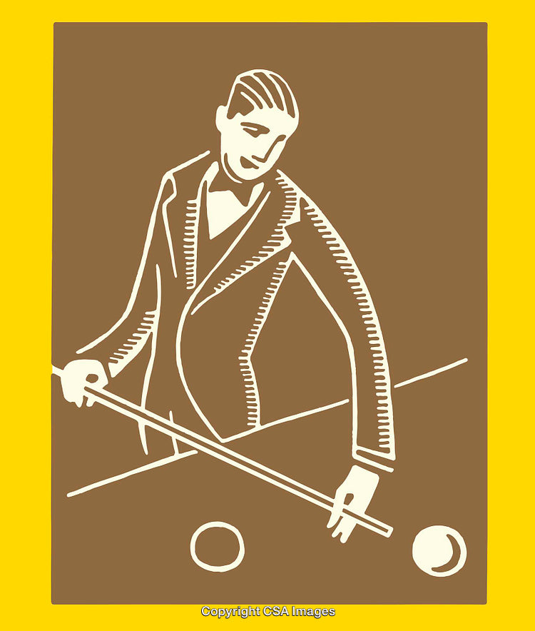 Elegant Line Art Illustration Featuring Billiards in a Classic Style