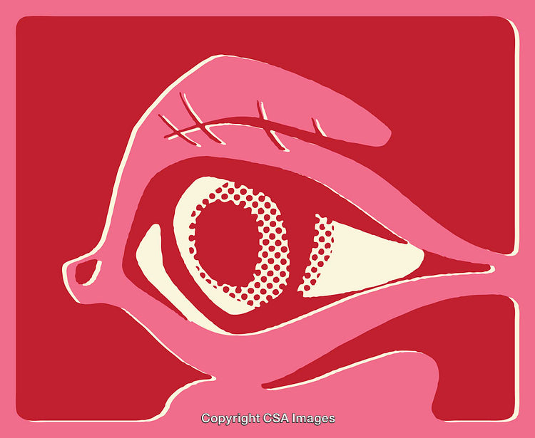 Abstract Pop Art Style Line Drawing Featuring a Stylized Eye
