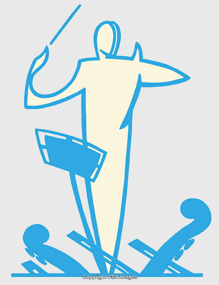 Abstract Line Art Illustration of a Music Conductor and Musical Instruments