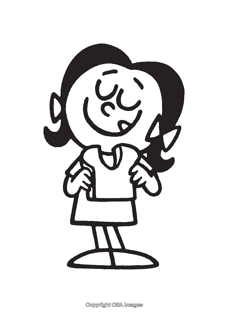 Playful Cartoon Character Black and White Line Drawing Illustration