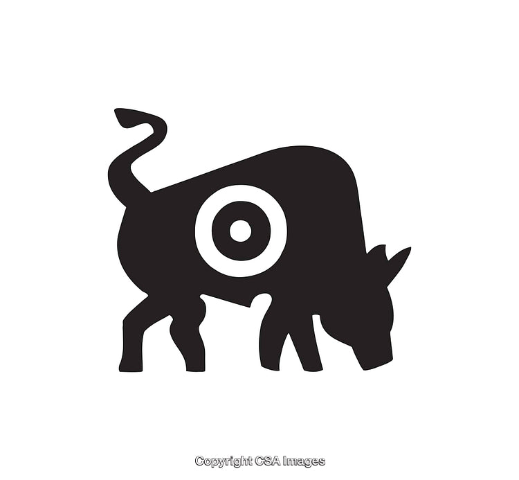 Minimalistic Silhouette of a Cow with a Target Design Element