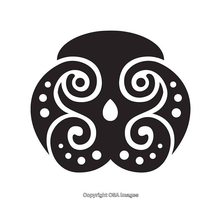 Ornamental Black and White Swirl Design Icon Illustration