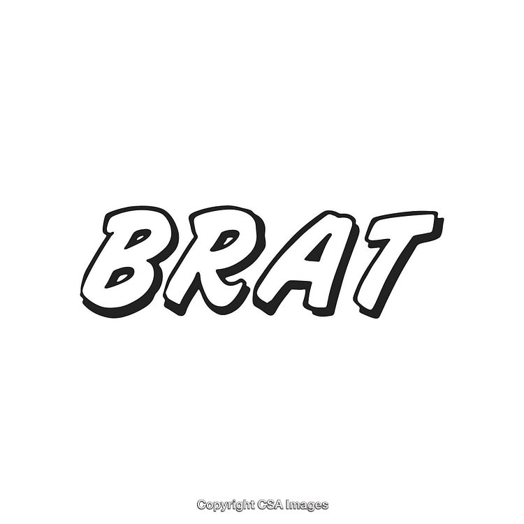 Stylized Black and White Brat Text Design with Bold Lettering