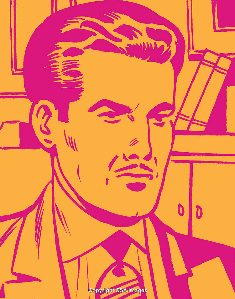 Stylized Portrait of a Man in Bold Orange and Pink Colors