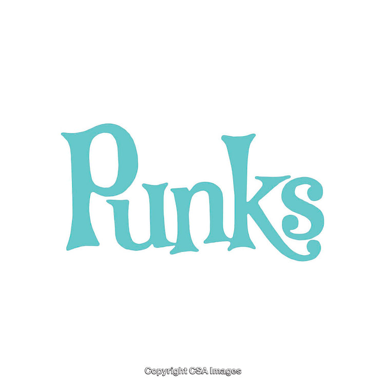 Blue Script Text Punks Typography on a White Background