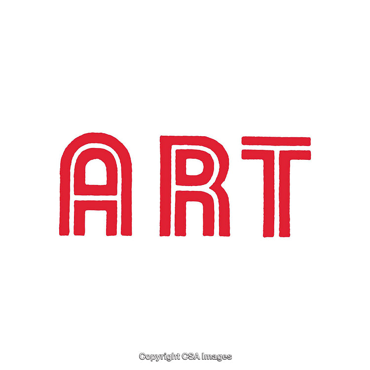 Stylized Red Lettering Depicting the Word 'Art' on White Background