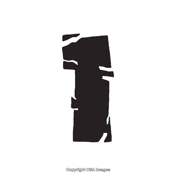 Number One Shaped Abstract Black Figure on a White Background