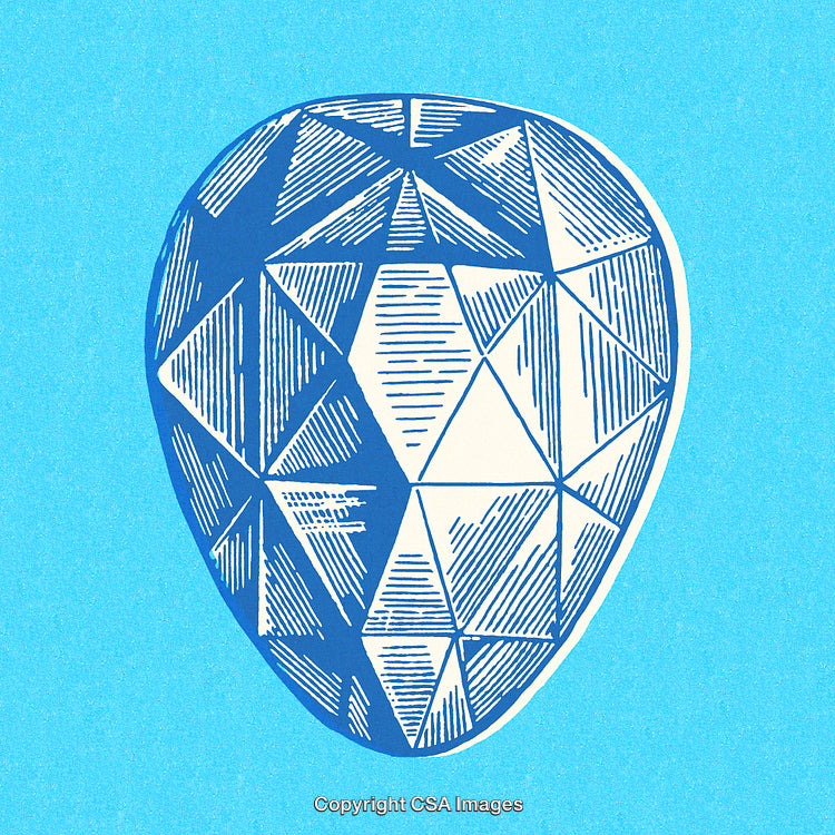 Artistic Illustration of a Fractured Geometric Pattern on a Bright Blue Background