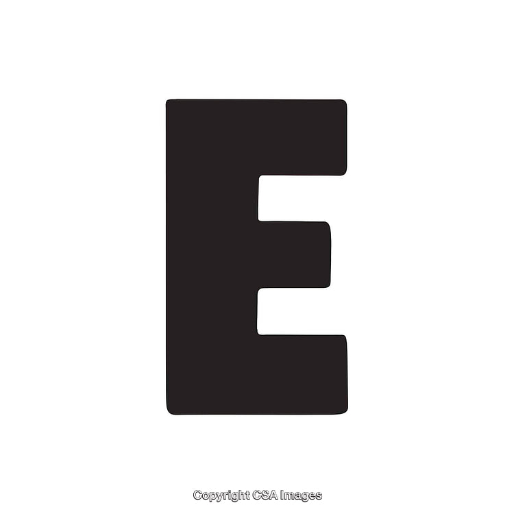 Bold Black Letter E on White Background for Typography Projects