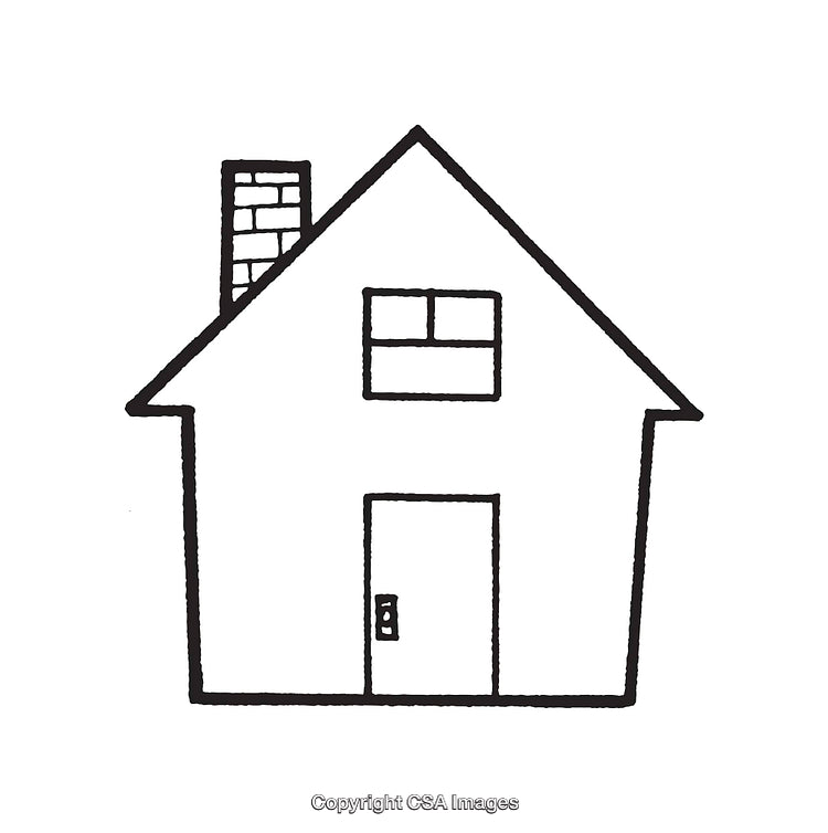 Simple Black and White House Line Art Illustration with Minimal Details