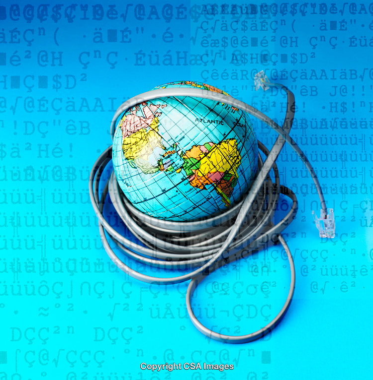 Global Connectivity Concept Depicted by Globe with Ethernet Cable Overlay