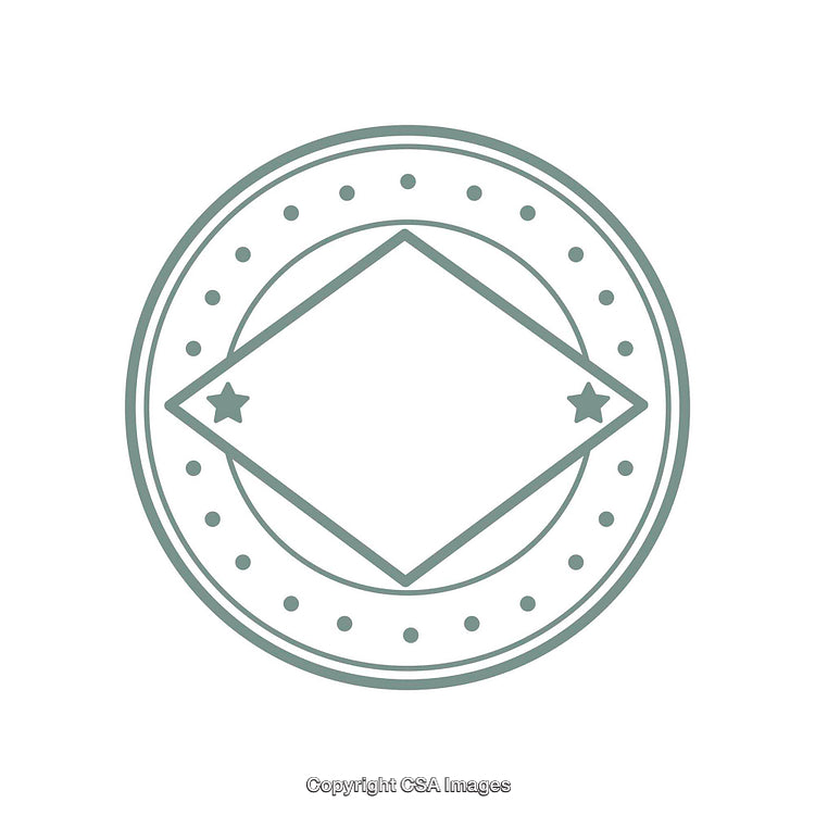 Minimalistic Circular Stamp Badge with Geometric Shapes and Star Details