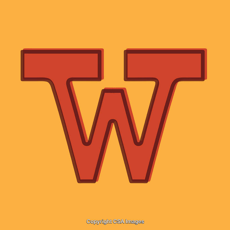 Bold Red Letter W on Vibrant Yellow Background Illustration