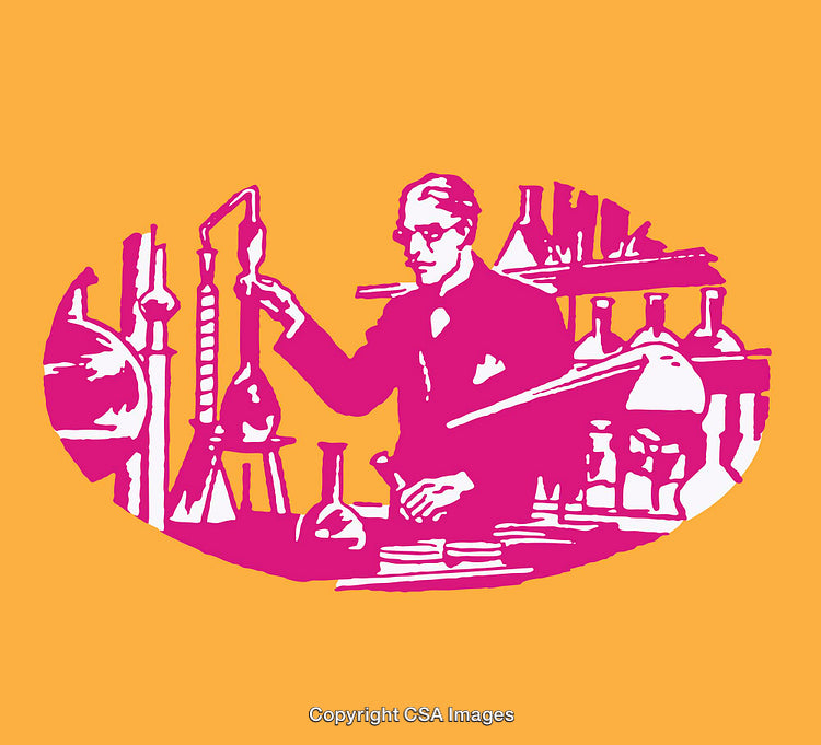 Chemist Working in a Laboratory with Traditional Glass Equipment