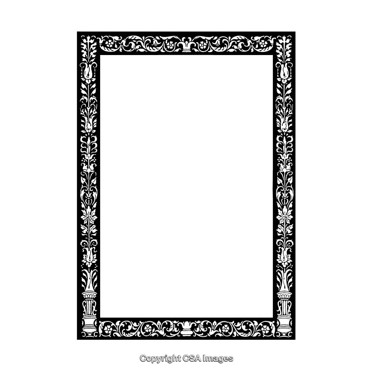 Elegant Black and White Ornamental Border with Vintage Design