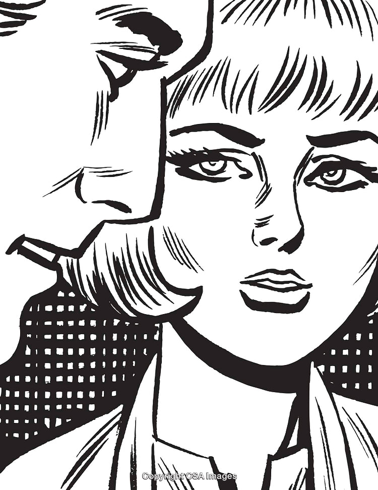 Close-Up Artwork of a Thoughtful Conversation in Vintage Comic Style