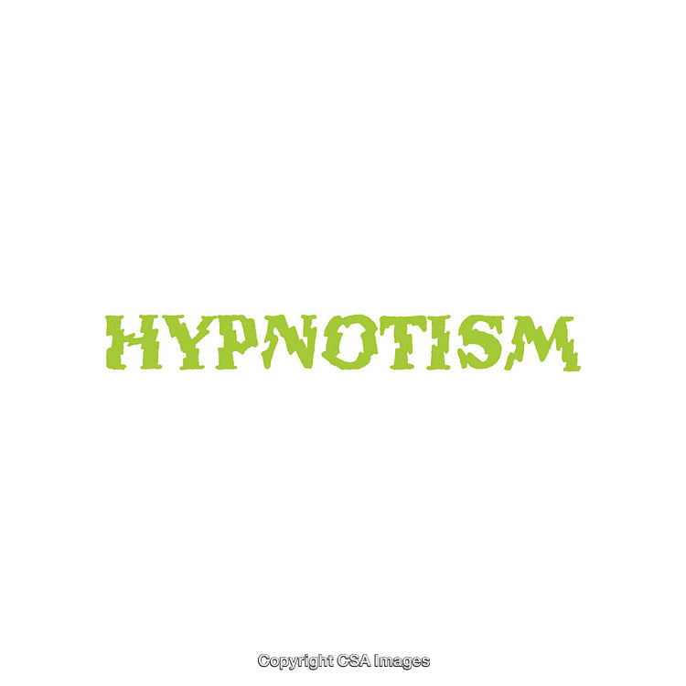 Creative Typography Display Featuring the Word Hypnotism in Green on White Background