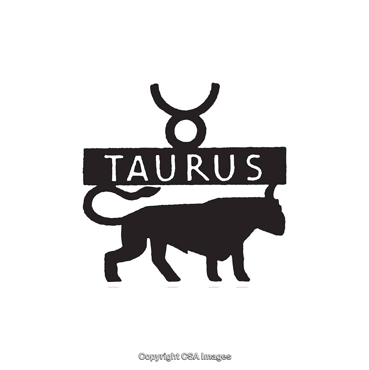 Minimalist Taurus Zodiac Symbol with Bull in Black and White Line Art