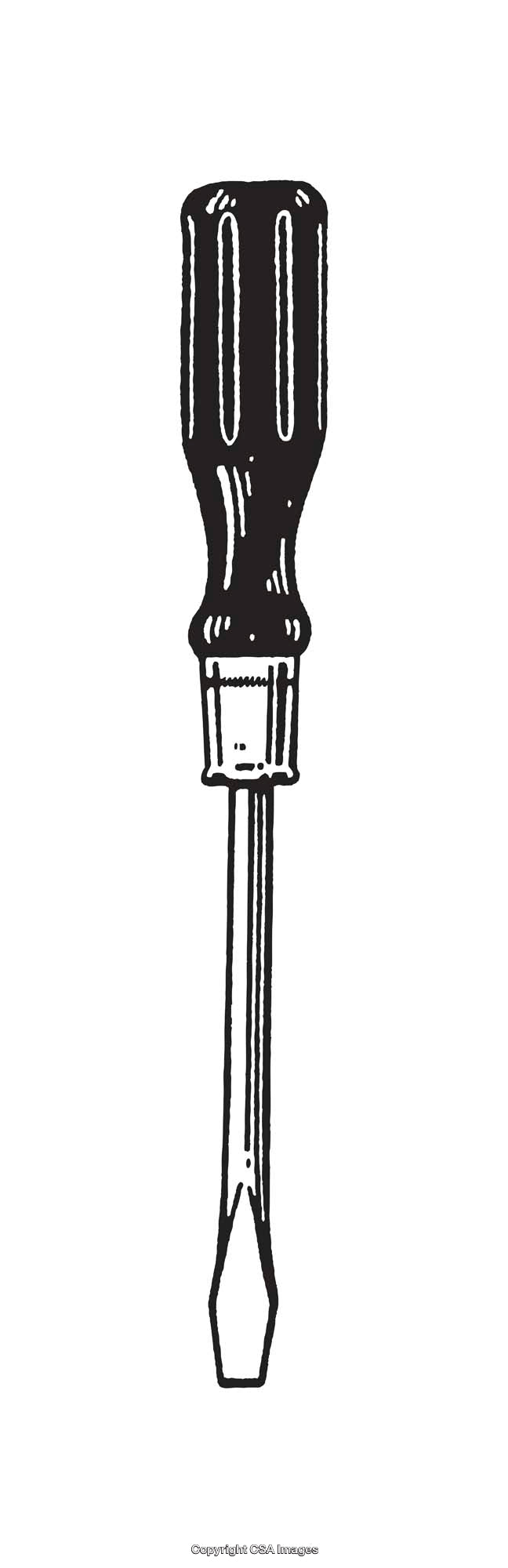 Illustration of a Classic Screwdriver in Distinct Black and White Line Art