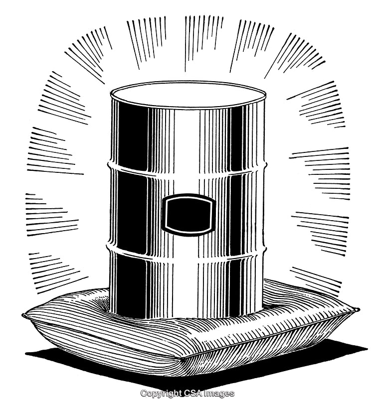 Engraving of a Barrel on a Plush Pillow with Radiating Design