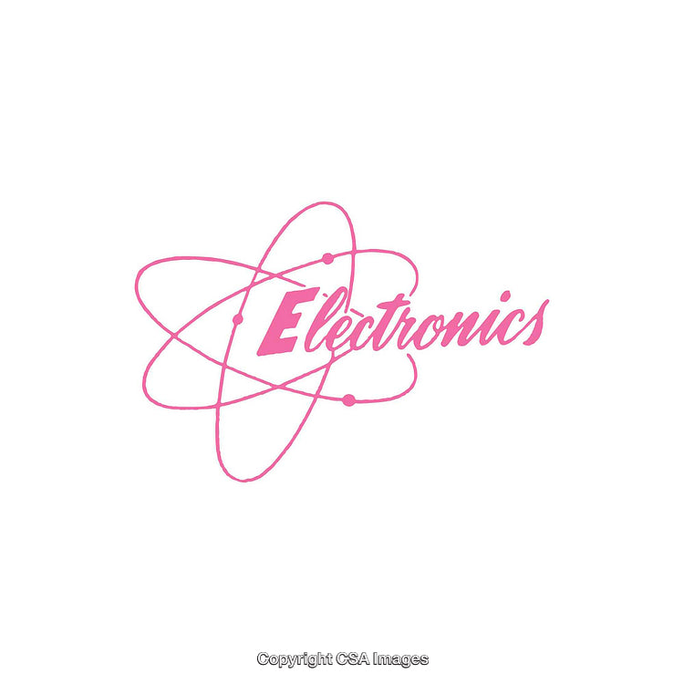 Atomic-Inspired Electronics Design with Vibrant Pink Accents on White Background