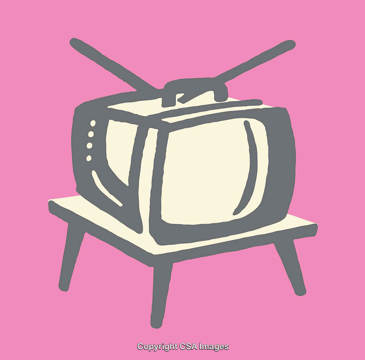 Retro Television Illustration on Vibrant Pink Background