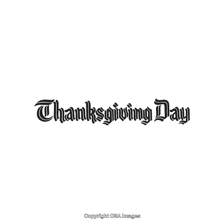 Thanksgiving Day Text in Gothic Style on a White Background