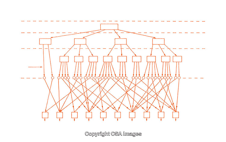 Abstract Orange Diagram Representing a Network Flow and Connectivity