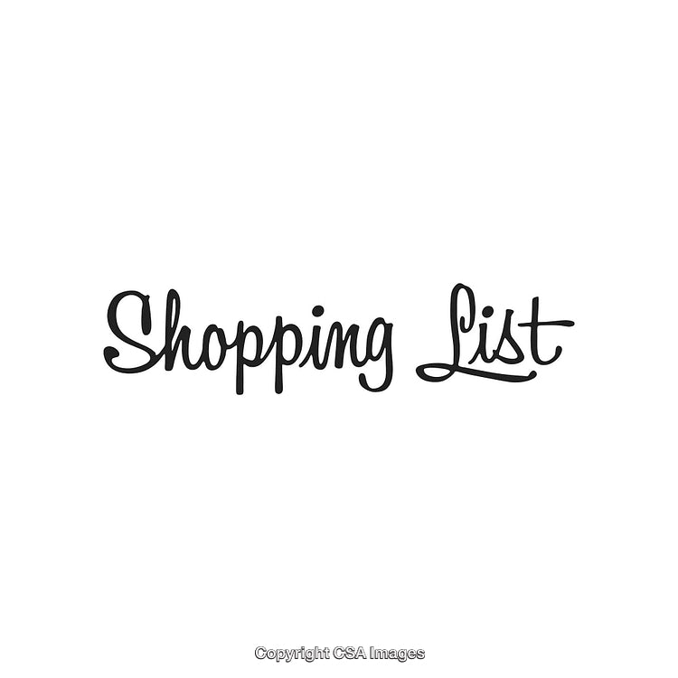 Handwritten Shopping List Text on White Background in Stylish Font