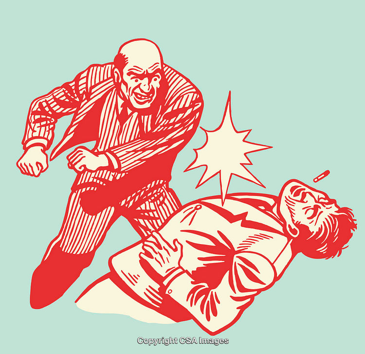 Retro Style Illustration of Fight Scene Depicting Action and Drama