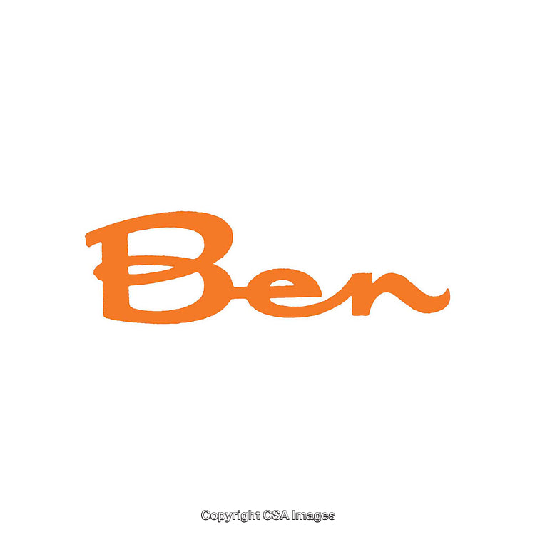 Orange Text Logo Illustration on White Background with "Ben" Typography