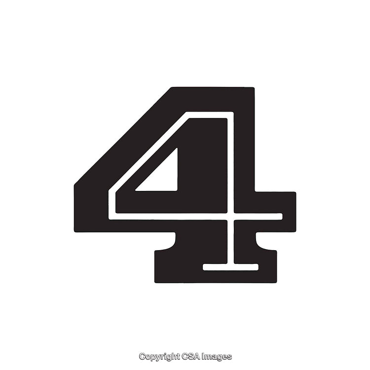 Bold Black Number Four on a White Background Design