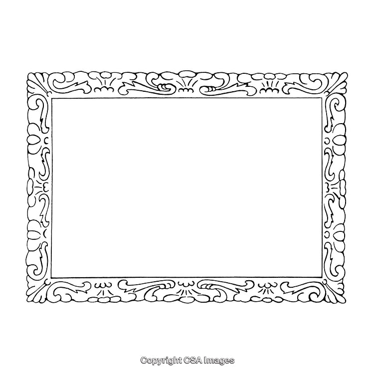 Intricate Decorative Border Design in Black and White Sketch Style