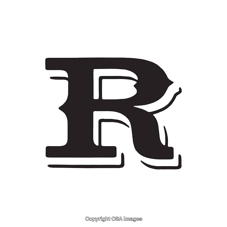 Stylized Black Letter R in Vintage Font Design
