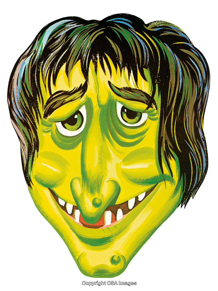 Colorful Grotesque Face Mask Illustration with Exaggerated Features