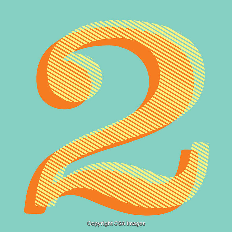 Stylized Number Two with Vibrant Design on Teal Background