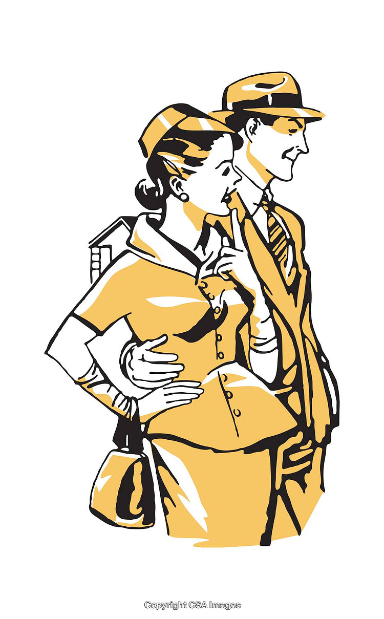 Stylish Retro Couple Illustrated in Bold Yellow and Black Ink