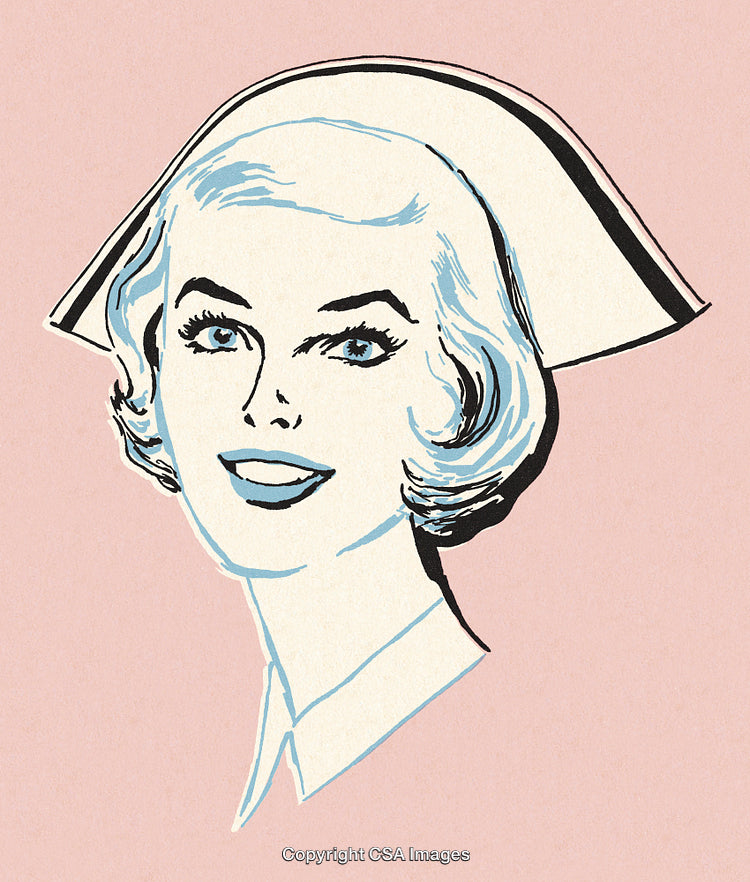 Retro Illustration of a Female Nurse with a Cheerful Smile
