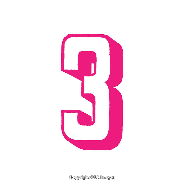 Bold Pink Number Three on Clean White Background