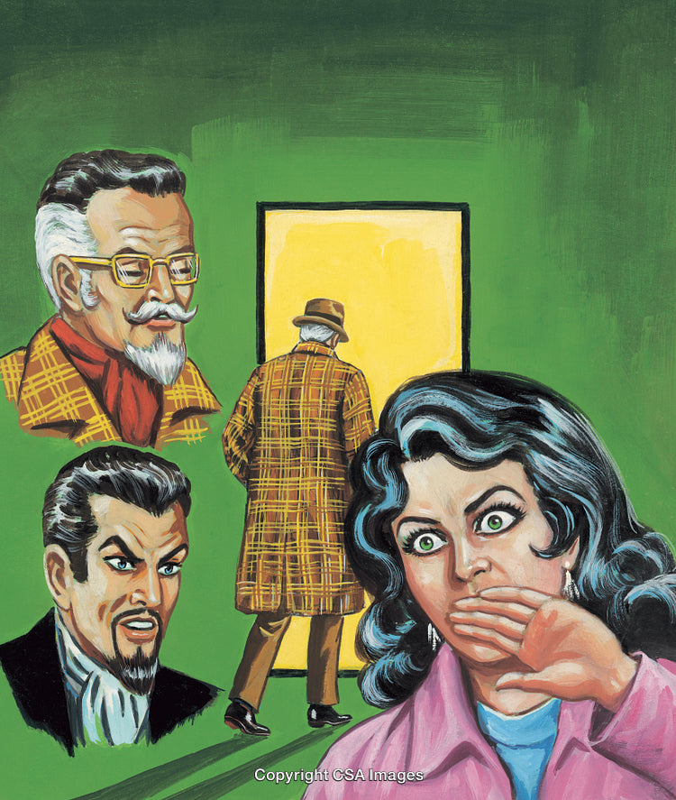 Vintage Illustration of Dramatic Scene with Characters and Suspense