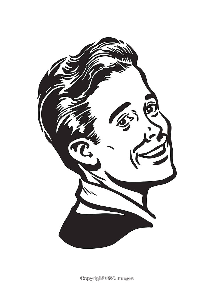 Black and White Retro Man Portrait with Smile and Confident Expression