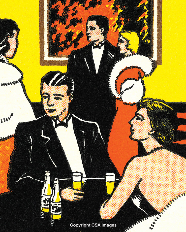 Elegant Gathering of Sophisticated Individuals in a Retro Style Setting
