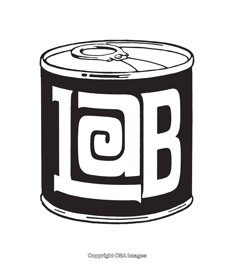 Black And White Illustration of a Canned Food with Graphic Design