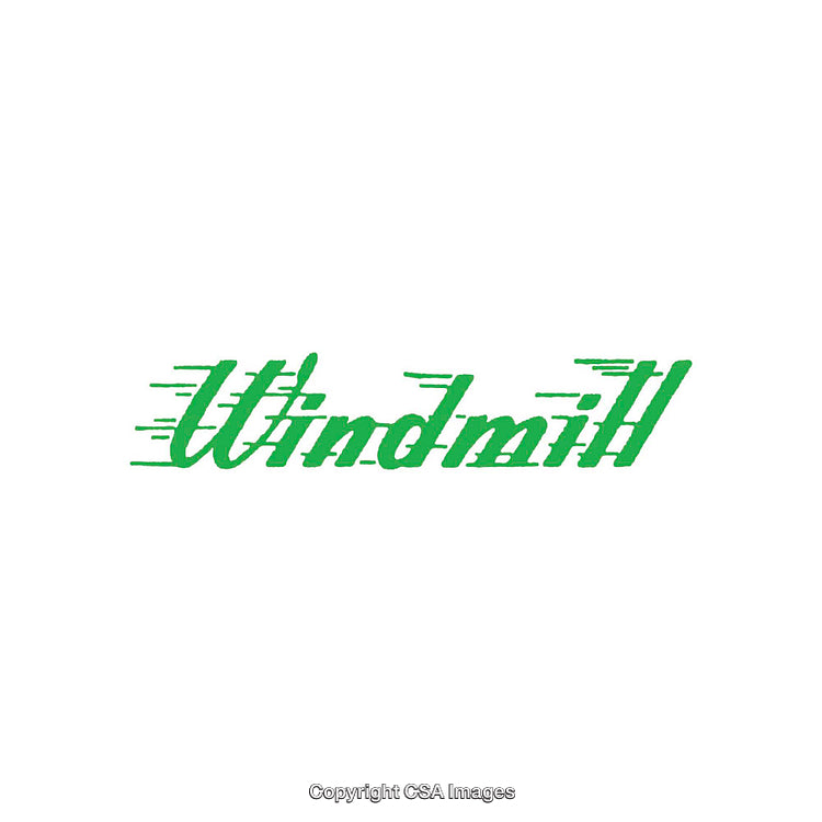 Dynamic Green Windmill Text With Motion Formatting on White Background