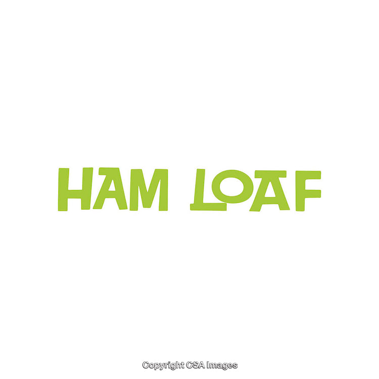 Vibrant Green Ham Loaf Typography on White Background