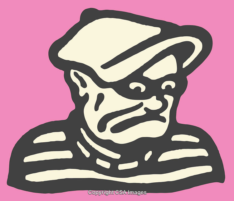 Bold Graphic of Stylish Individual in Retro Fashion on Pink Background