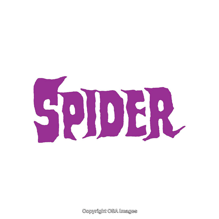 Purple Stylized Spider Text Logo on a White Background