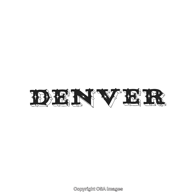 Retro Styled Denver Typography with Bold Black and White Lettering Art Design