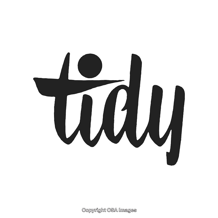 Minimalist Black And White Tidy Word Logo Design On White Background